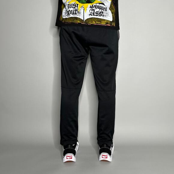 Reebok Sweatpants Jet Black Polyester White Logo - Picture 3 of 4